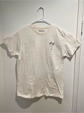 Rhythm Mens M Cream Hawaiian Islands Map Graphic T Shirt Off White Surf Tee